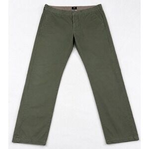 Edwin 55 Chino Pants Mens 32x33 Green Cotton Tapered Casual Denim Logo Classic‎